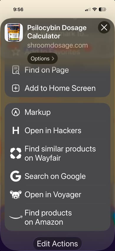 Share sheet with Add to Home Screen option visible